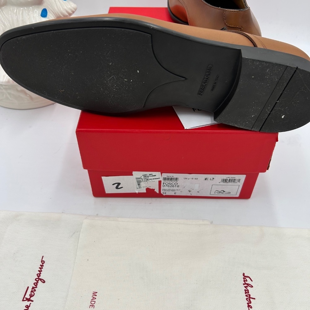 Men, Salvatore, Ferragamo, plain toe, Derby shoes, calf  leather size 12 Italy - Picture 10 of 10